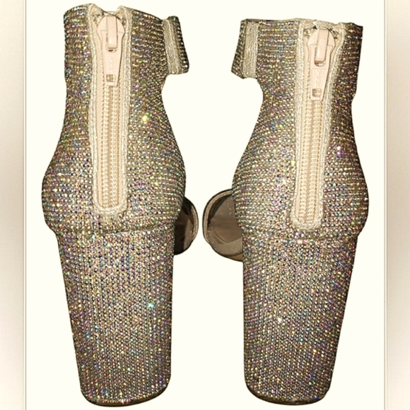 GB Gold Sparkling Holiday Crystal Rhinestones Iridescent Bling Formal 9.5 - Picture 6 of 9